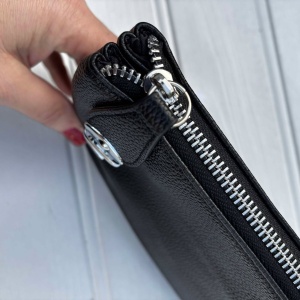 Zip Clasp Clutch Bag - Black